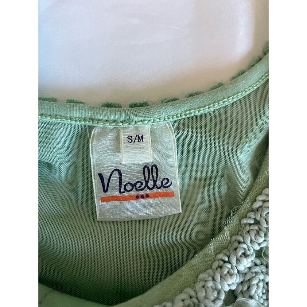 Noelle Knit Dress Size S/M Mint Green Crochet Lace Rosette Embellished - Picture 9 of 10